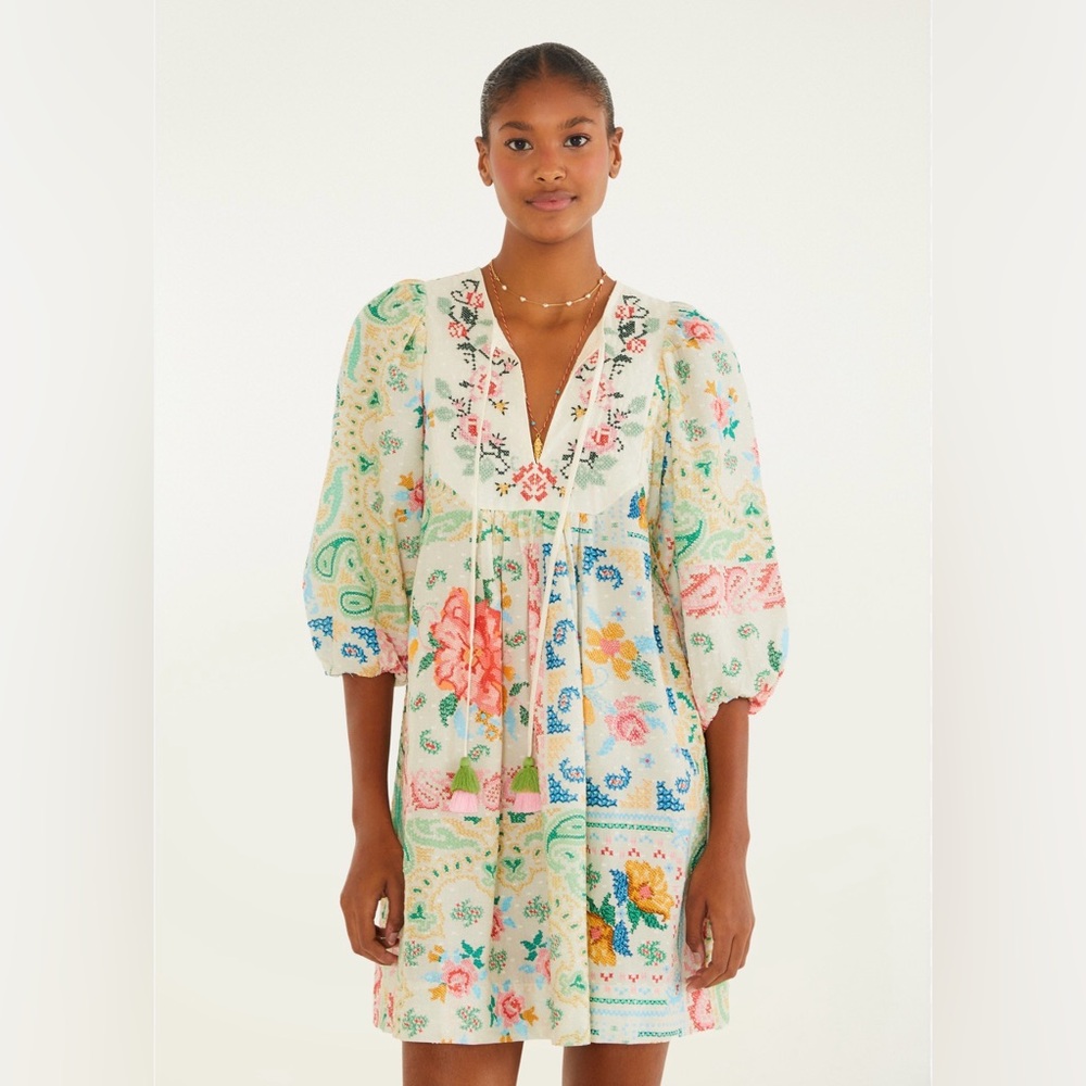 FARM Rio Multicolor Floral Patchwork Dress